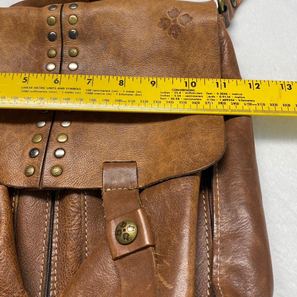 Patricia Nash Armeno Distressed Brown Leather Studded‎ Crossbody Messenger Bag - Picture 14 of 16